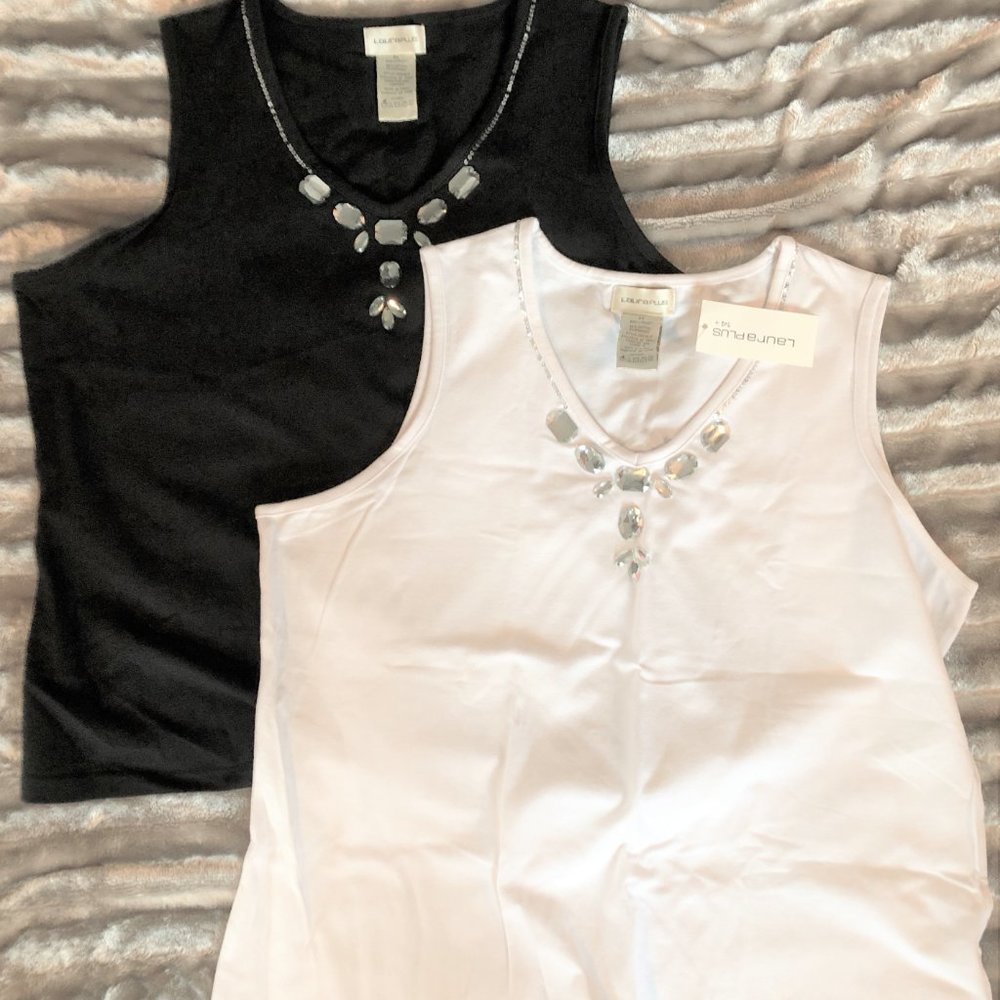 2 LAURA TANK TOP WITH JEWELS AND SEQUINS